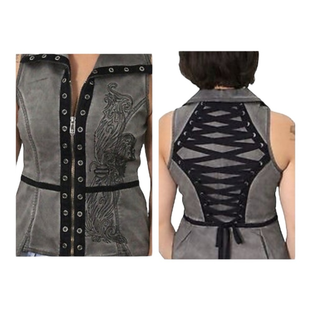Harley-Davidson Gray Sleeveless Blouse